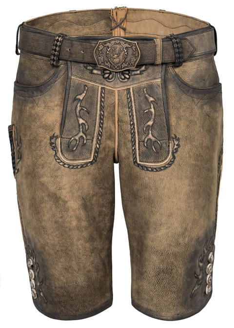 Lederhose Gonzales mit Geweihgürtel